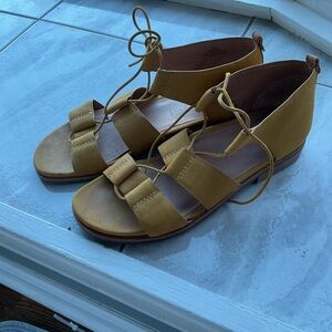 Gentle Souls Yellow Lace-Up Sandals